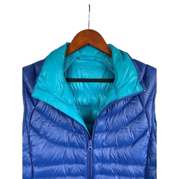 Bernardo Packable Womens Down Puffer Vest Blue Teal Reversible Nylon Lightweight - Picture 3 of 5